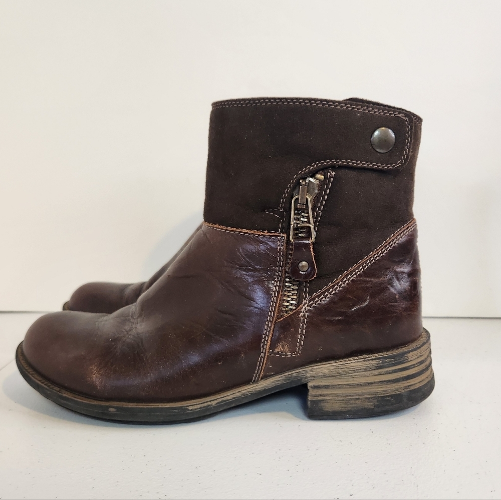 Josef Seibel Womens Sandra Leather Ankle Boots Bootie Side Zip Brown EU 39 8-8.5